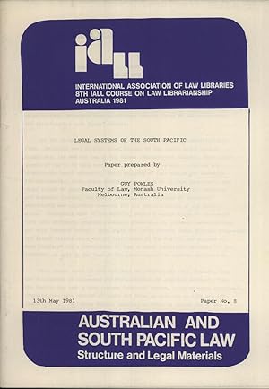 Imagen del vendedor de Legal Systems of the South Pacific (Paper, 8) a la venta por Masalai Press