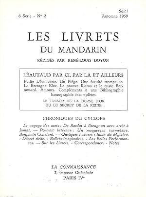 Immagine del venditore per Les Livrets du Mandarin - 6e srie N 2 - Lautaud par ci, par l et ailleurs venduto da LES TEMPS MODERNES