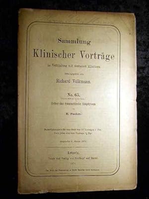 Seller image for Fischer: ber das traumatische Emphysem. Sammlung Klinischer Vortrge in Verbindung mit deutschen Kliniken. Nr. 65. for sale by Roland Antiquariat UG haftungsbeschrnkt