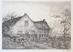 Etching/ets: "Oudste huis te Laren, Laren no. 7". Oldest house in Laren, 't Gooi.