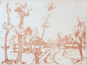 Etching/ets in rode inkt: "Het boertje"/The Farmer.