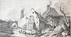 Antique print I Farmhouse with figures, published ca. 1770, 1 p.