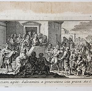 Ets en gravure/Etching and engraving: St. Peter preaching (Apostel Petrus bidt en nodigt aanwezig...