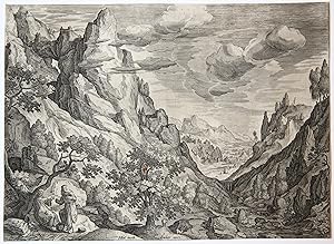 Immagine del venditore per [Antique print, etching] The Devil tempting Christ (De duivel daagt Jeus en Petrus uit), published ca. 1580-1600. venduto da Antiquariaat Arine van der Steur / ILAB