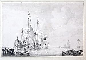 [Antique print, aquatint] Ships at Hoorn (Schepen bij Hoorn), published ca. 1741-1803.