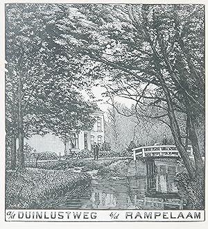 Wood engraving/Houtgravure of "a/d/ Duinlustweg b/d Rampelaam, Haarlem. From the book: Eenentwint...