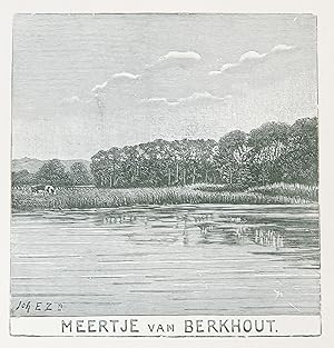 Wood engraving/Houtgravure of Meertje van Berkhout, Haarlem. From the book: Eenentwintig houtgrav...