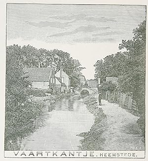 Wood engraving/Houtgravure of Vaarkantje, Heemstede. From the book: Eenentwintig houtgravures van...