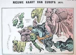 [Caricatural map]: "Nieuwe kaart van Europa 1870", colored lithographed map on one leaf, by Emrik...