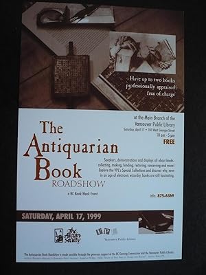 Seller image for Posters and Information Sheet for The Antiquarian Book Roadshow 1999. for sale by J. King, Bookseller,