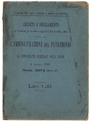 DECRETO E REGOLAMENTO PER L'ESECUZIONE DEL TESTO UNICO DI LEGGE DEL 17 FEBBRAIO 1884, N.2016 CONC...