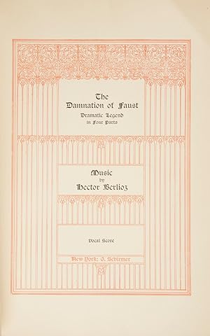 Bild des Verkufers fr [Op. 24, BWV III]. The Damnation of Faust Dramatic Legend in Four Parts . Vocal Score. [Piano-vocal score] zum Verkauf von J & J LUBRANO MUSIC ANTIQUARIANS LLC