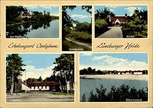 Image du vendeur pour Ansichtskarte / Postkarte Ovelgnne Hambhren in Niedersachsen, Kirche, Wanderweg, Waldsee, Schule, Schwimmbad mis en vente par akpool GmbH