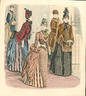 A collection of 24 handcolored fashion plates "Latest Paris Fashions" in "The Queen. The Lady's N...
