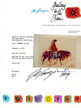 Original photographs for the lithograph "Indian on a Horse" by Ted de Grazia together with the si...