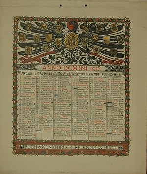 Kalender für das Jahr 1915. Ein Blatt beidseitig bedruckt (Januar bis Juni bzw. Juli bis Dezember...