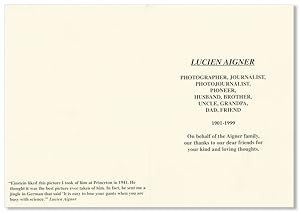 [Memorial Card for Lucien Aigner]