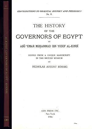 Imagen del vendedor de The History of the Governors of Egypt a la venta por North Country Books