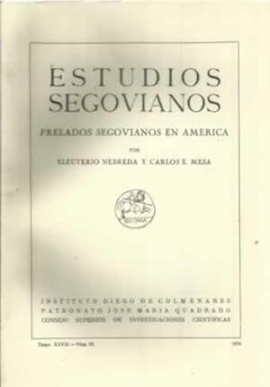 Bild des Verkufers fr Estudios segovianos. Prelados segovianos en Amrica zum Verkauf von Librera Cajn Desastre