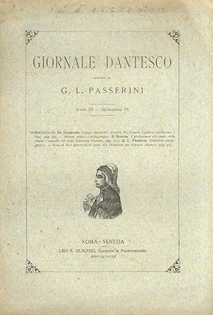 GIORNALE dantesco. Diretto da G.L. Passerini. Anno III. 1895. Quaderno IX.