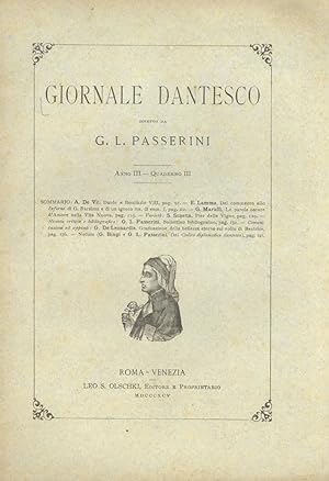 GIORNALE dantesco. Diretto da G.L. Passerini. Anno III. 1895. Quaderno III.