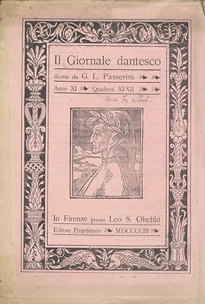GIORNALE (IL) dantesco. Diretto da G.L. Passerini. Anno XI. 1903. Quaderno XI-XII.