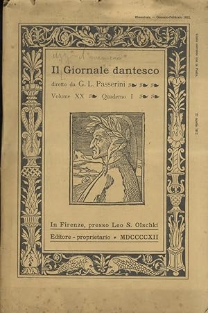 GIORNALE (IL) Dantesco. Diretto da G.L. Passerini. Anno XX. 1912. Quaderno I.