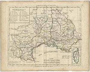 Antique Map of the French Departments (East & South) by Delamarche (c.1800)