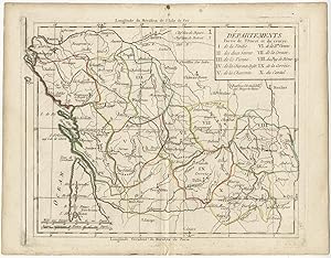 Antique Map of the French Departments (East and Center II) by Delamarche (c.1800)