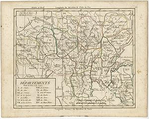 Antique Map of the French Departments (East and Center) by Delamarche (c.1800)