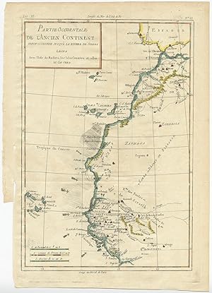 Imagen del vendedor de Antique Map of Western Africa by R. Bonne (c.1780) a la venta por Bartele Gallery - The Netherlands