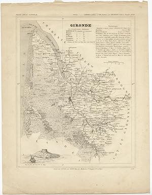 Antique Map 'Gironde' (France) by Monin (1833)