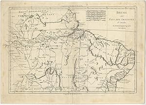 Imagen del vendedor de Antique Map of Brazil by Bonne (c.1780) a la venta por Bartele Gallery - The Netherlands