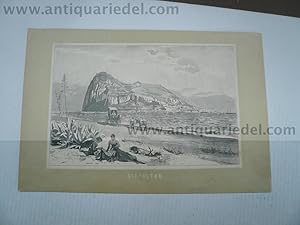 Bild des Verkufers fr Gibraltar, anno 1893, Holzstich zum Verkauf von Hammelburger Antiquariat