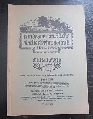 Landesverein Sächsischer Heimatschutz Dresdens. Mitteilungen Heft 1 bis 2. Monatsschrift für Heim...