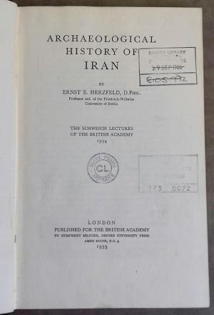 Image du vendeur pour Archaeological history of Iran mis en vente par Meretseger Books