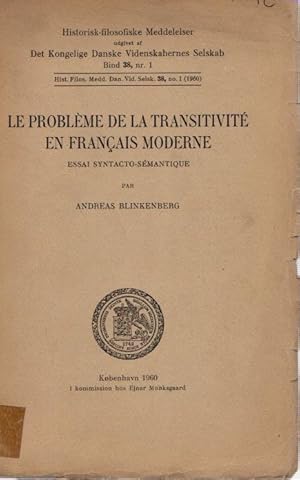 Imagen del vendedor de Le problme de la transitivit en franais moderne. Essai syntacto-smantique . a la venta por Librera Astarloa