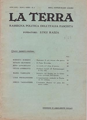LA TERRA, rassegna politica dell'Italia fascista . nuova serie numero 2 del gennaio-marzo 1943., ...