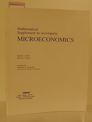 Bild des Verkufers fr Mathematical Supplement to accompany MICROECONOMICS zum Verkauf von ralfs-buecherkiste