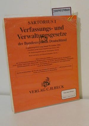 Seller image for Sartorius I Verfassungs- und Verwaltungsgesetze der Bundesrepublik Deutschland Ergnzungslieferung Stand November 1992 for sale by ralfs-buecherkiste