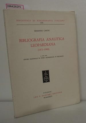 Bild des Verkufers fr Bibliografia Analitica Leopardiana ( 1971 - 1980 ) zum Verkauf von ralfs-buecherkiste