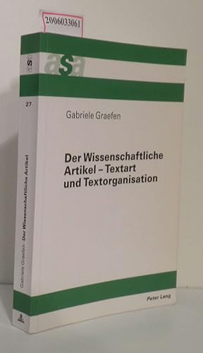 Bild des Verkufers fr Der Wissenschaftliche Artikel - Textart und Textorganisation Arbeiten zur Sptachanalyse Band 27 zum Verkauf von ralfs-buecherkiste