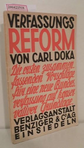 Image du vendeur pour Verfassungsreform Carl Doka mis en vente par ralfs-buecherkiste