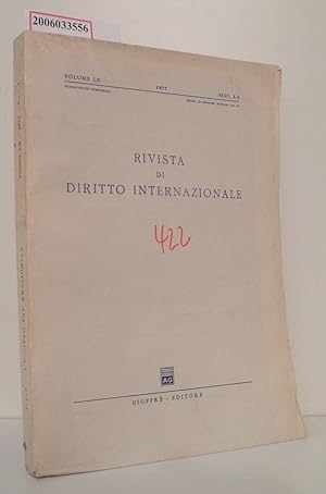 Imagen del vendedor de Rivista di Diritto Internazionale - Volume LX * 1977 * Fasc. 1-2 a la venta por ralfs-buecherkiste