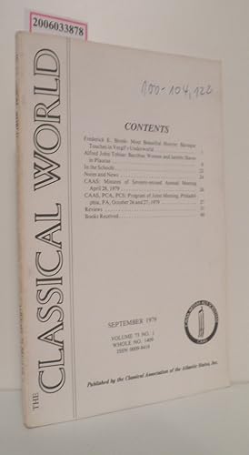 Bild des Verkufers fr The Classical World Volume 73 * No. 1 * Whole no. 1409 * September 1979 zum Verkauf von ralfs-buecherkiste