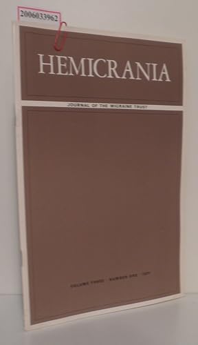 Bild des Verkufers fr HEMICRANIA - Volume three * Number one * 1971 Journal of the Migraine Trust zum Verkauf von ralfs-buecherkiste