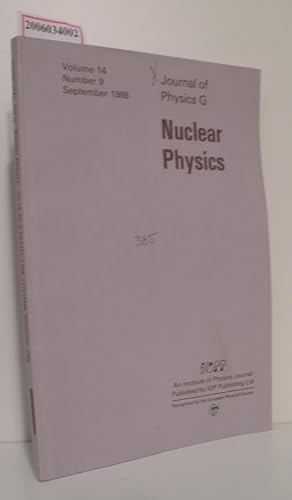 Imagen del vendedor de Nuclear Physics - Volume 14 * Number 9 * September 1988 Journal of Physics G a la venta por ralfs-buecherkiste