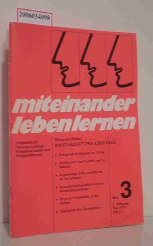 Image du vendeur pour miteinander leben lernen - Heft 3 * 3. Jahrgang * Mai 1978 Zeitschrift fr Tiefenpsychologie, Gruppendynamik und Gruppentherapie mis en vente par ralfs-buecherkiste