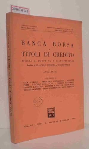 Seller image for Banca Borsa e Titoli di Credito - Nuova Serie XXXVII * Fasc. I * Gennaio-Marzo 1984 Rivista di Dottrina e Giurisprudenza for sale by ralfs-buecherkiste
