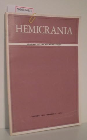 Bild des Verkufers fr HEMICRANIA - Volume two * Number 1 * 1970 Journal of the migraine trust zum Verkauf von ralfs-buecherkiste